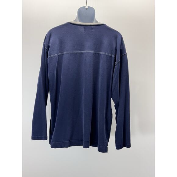 Vintage BUM Equipment Sweatshirt Men’s Navy Blue Pullover Gray Band Crewneck XXL - Picture 3 of 7